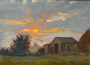 Coucher de soleil avec vue sur Kettering vers l